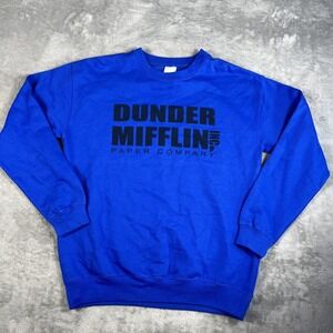 Dunder Mifflin Graphic Print Sweatshirt Men's M Pullover Pop Culture Classic EUC